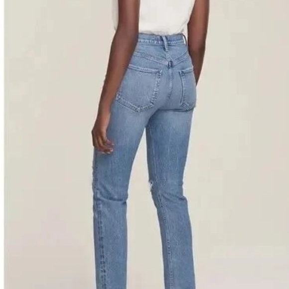 Agolde Riley High Rise Light Blue Ripped Jeans - Picture 6 of 6